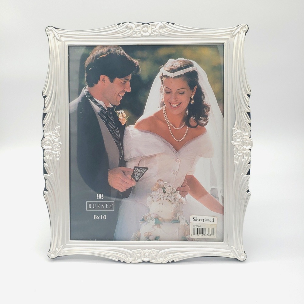 Ornate Silver Plated 8x10 Picture Frame Floral Scalloped Victorian Wedding Decor